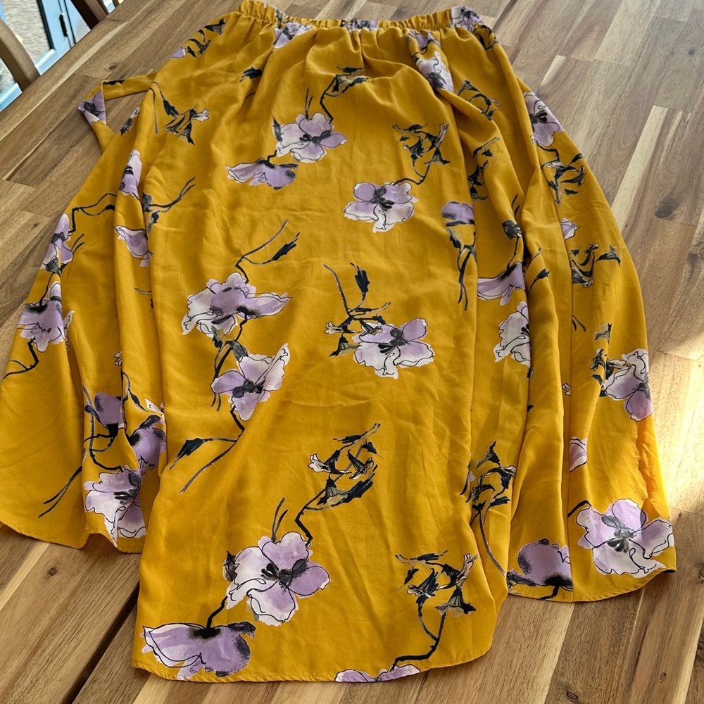 Le Lis Yellow and Purple Floral Faux Wrap Skirt - Picture 4 of 4